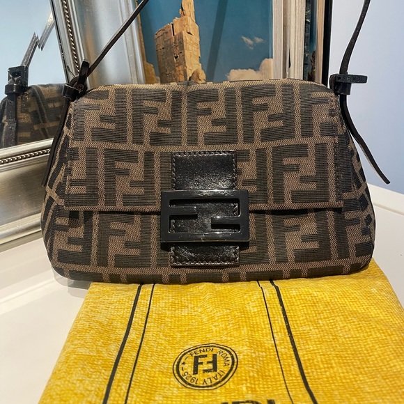 Fendi Handbags - 𝗥𝗔𝗥𝗘 Authentic Fendi Mini mama baguette. Zucca baguette